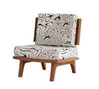 KIBONCY Poltrona Da Divano Singola Vintage Francese Con Tavolo In Roccia Nera, Tessuto Retrò E Gambe In Legno Di Frassino For La Reception Del Bar Bistrot(Natural,B)