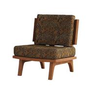 KIBONCY Poltrona Da Divano Singola Vintage Francese Con Tavolo In Roccia Nera, Tessuto Retrò E Gambe In Legno Di Frassino For La Reception Del Bar Bistrot(Natural,H)