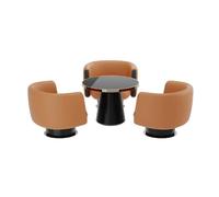 KIBONCY Poltrona da ufficio moderna e minimalista for riunioni e trattative, sedia da reception for lounge business for hotel in stile designer (arancione)(Table with three chairs)