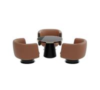 KIBONCY Poltrona da ufficio moderna e minimalista for riunioni e trattative, sedia da reception for lounge business for hotel in stile designer (marrone)(Table with three chairs)
