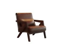 KIBONCY Poltrona In Legno Massello Con Cuscino Ergonomico, Poltrona Imbottita In Resistente Pelle Cerata, Ideale For Il Soggiorno E La Sala Da Pranzo Del Bar(D)