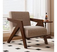 KIBONCY Poltrona Richard Wabi-Sabi di metà secolo - Divano singolo retrò in legno massello, poltrona di design for soggiorno e balcone(Coffee Brown)