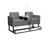 KIBONCY Pool Hall Spectator Seating, Faux Leather Billiard Sofa Chairs with Glass Coffee Table, Durable Game Room Lounge Furniture with Cup Holders(A)