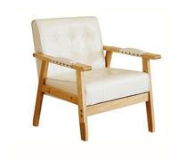 KIBONCY PU Leather Accent Chair, Mid-Century Modern Armchair with Solid Wood Legs, Comfy for Bedroom Reception Waiting Room(6)