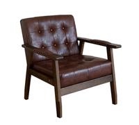KIBONCY PU Leather Accent Chair, Mid-Century Modern Armchair with Solid Wood Legs, Comfy for Bedroom Reception Waiting Room(9)