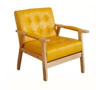 KIBONCY PU Leather Accent Chair, Mid-Century Modern Armchair with Solid Wood Legs, Comfy for Bedroom Reception Waiting Room(4)