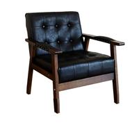 KIBONCY PU Leather Accent Chair, Mid-Century Modern Armchair with Solid Wood Legs, Comfy for Bedroom Reception Waiting Room(7)