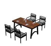 KIBONCY PU Leather Restaurant Table Set, Square with Metal Frame, Comfortable Padded Chairs for Cafe, Bistro, and Commercial Use(G)