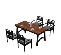 KIBONCY PU Leather Restaurant Table Set, Square with Metal Frame, Comfortable Padded Chairs for Cafe, Bistro, and Commercial Use(F)