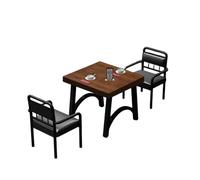 KIBONCY PU Leather Restaurant Table Set, Square with Metal Frame, Comfortable Padded Chairs for Cafe, Bistro, and Commercial Use(C)