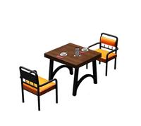 KIBONCY PU Leather Restaurant Table Set, Square with Metal Frame, Comfortable Padded Chairs for Cafe, Bistro, and Commercial Use(B)