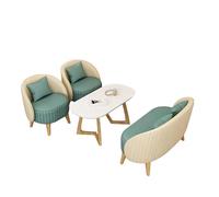 KIBONCY PU Leather Seating Set with Coffee Table, Easy-Clean Upholstered Durable Leisure Furniture, Solid Wood Legs for Home Office(C)