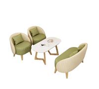 KIBONCY PU Leather Seating Set with Coffee Table, Easy-Clean Upholstered Durable Leisure Furniture, Solid Wood Legs for Home Office(B)