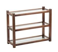 KIBONCY Rack di stoccaggio a tre livelli in noce nero, unità di scaffalatura trasparente, supporto per esposizione di tavoli in legno, per cucina, lavanderia, dispensa, pian A