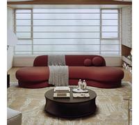 KIBONCY Red Wine-colored Arc-shaped Sofa, Sofa For The Reception Area In The Office Of The Clothing Store, Hotel Lobby Rest Area(B,3m)