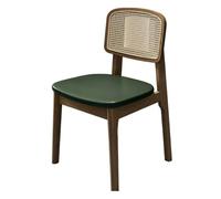 KIBONCY Retro Green,Woven Rattan Trim Straight & Curved Restaurant Booth, Solid Wood Dining Chair for Bakery, Home Breakfast Corner