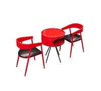 KIBONCY Retro Industrial Bistro Table and Chair Set, Height-Adjustable Round, Metal Frame Chairs for Small Patio Balcony Kitchen Nook(D)