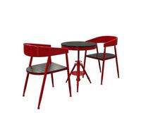 KIBONCY Retro Industrial Bistro Table and Chair Set, Height-Adjustable Round, Metal Frame Chairs for Small Patio Balcony Kitchen Nook(G)