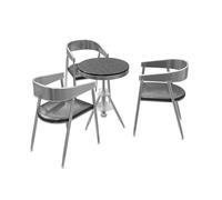 KIBONCY Retro Industrial Patio Conversation Set, Multi-Color Height-Adjustable Round Table, Sturdy Metal Frame Chairs for Small Balcony(A)