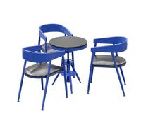 KIBONCY Retro Industrial Patio Conversation Set, Multi-Color Height-Adjustable Round Table, Sturdy Metal Frame Chairs for Small Balcony(C)