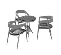 KIBONCY Retro Industrial Patio Conversation Set, Multi-Color Height-Adjustable Round Table, Sturdy Metal Frame Chairs for Small Balcony(H)