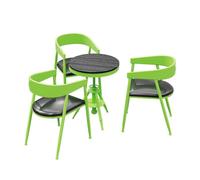 KIBONCY Retro Industrial Patio Conversation Set, Multi-Color Height-Adjustable Round Table, Sturdy Metal Frame Chairs for Small Balcony(G)