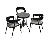 KIBONCY Retro Industrial Patio Conversation Set, Multi-Color Height-Adjustable Round Table, Sturdy Metal Frame Chairs for Small Balcony(E)