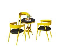 KIBONCY Retro Industrial Patio Conversation Set, Multi-Color Height-Adjustable Round Table, Sturdy Metal Frame Chairs for Small Balcony(B)