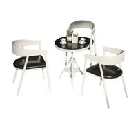 KIBONCY Retro Industrial Patio Conversation Set, Multi-Color Height-Adjustable Round Table, Sturdy Metal Frame Chairs for Small Balcony(D)