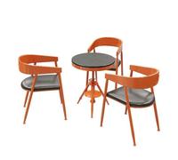 KIBONCY Retro Industrial Patio Conversation Set, Multi-Color Height-Adjustable Round Table, Sturdy Metal Frame Chairs for Small Balcony(F)