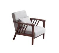 KIBONCY Retro Walnut Frame Armchair, Soft Fabric Reading Chair Modern Wood, Multi-Color for Home Office(C,186x79x80cm)