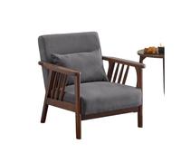 KIBONCY Retro Walnut Frame Armchair, Soft Fabric Reading Chair Modern Wood, Multi-Color for Home Office(D,186x79x80cm)