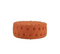 KIBONCY Round Ottoman, Cushioned Footrest Large Fabric-Feel Upholstered Foot Stool with Fabric for Living Room Bedroom Entryway(C,90x40cm)