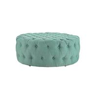KIBONCY Round Ottoman, Cushioned Footrest Large Fabric-Feel Upholstered Foot Stool with Fabric for Living Room Bedroom Entryway(A,110x40cm)