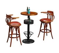 KIBONCY Round Table/Square Table Bar,Upholstered Seat Wooden Barstools,for Kitchen Island, Home Bar, Pub(Set B)