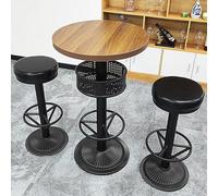 KIBONCY Round Table/Square Table Bar,Upholstered Seat Wooden Barstools,for Kitchen Island, Home Bar, Pub(Set C)