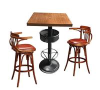 KIBONCY Round Table/Square Table Bar,Upholstered Seat Wooden Barstools,for Kitchen Island, Home Bar, Pub(Set A)
