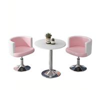KIBONCY Round Table & Swivel Chair Set, Silent,Luxury, Glossy White MDF Tabletop & Chrome Bases for Small Space(E)