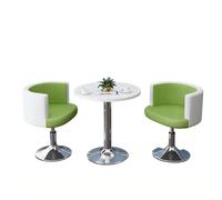 KIBONCY Round Table & Swivel Chair Set, Silent,Luxury, Glossy White MDF Tabletop & Chrome Bases for Small Space(D)