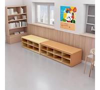 KIBONCY Scarpiera for Asilo Nido Con Sgabelli In Legno Massello, Panche Lunghe E Divani Imbottiti Morbidi for La Scuola Prima Educazione for Istituti Di Formazione(A,150 * 40 * 40cm)