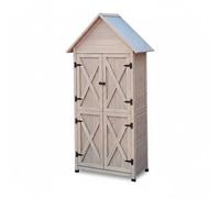 KIBONCY Scatola Portaoggetti Da Giardino Impermeabile E Resistente Alle Intemperie, Armadio Portaoggetti In Legno Massello, Organizer For Capannone For Attrezzi Da Cortile(Dark brown double door)