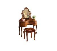 KIBONCY Scrivania da toeletta in stile legno massello, toletta vintage con contenitore for camera letto, piccola postazione for trucco intagliata a mano, scrivania compatta