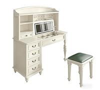 KIBONCY Scrivania da toeletta ribaltabile di lusso americana leggera in legno massello con specchio nascosto Toeletta 2 1 scrittura, nessun assemblaggio richiesto(White,100cm)