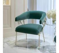 KIBONCY Sedia d'accento imbottita Mid Century Modern, divano singolo in flanella retrò per il tempo libero, con gambe in metallo dorato, per soggiorno/camera da letto (verd A