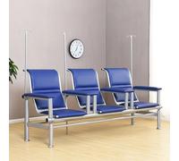 KIBONCY Sedia for infusione ospedaliera,Sedie for reception for sala d'attesa con braccioli regolabili e struttura in acciaio,Sedia for flebo for clinica medica for tre persone(Blue1,225 * 70 * 97cm)