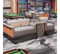 KIBONCY Sedia for visione VIP for sala da biliardo commerciale - Lusso grigio e arancione, con poggiapiedi, dimensione singola/doppia, divano e tavolino da caffè for sala giochi in piscina(Set 2)