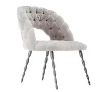 KIBONCY Sedia moderna per il tempo libero con accento in flanella, sedia da toeletta moderna Mid Century, con gambe in metallo dorato, per soggiorno camera da letto bianca A