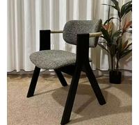 KIBONCY Sedia, sedia da pranzo moderna scandinava in legno massello con schienale e braccioli, poltrona singola for la casa, semplice scrivania(A)