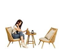 KIBONCY Set Arredamento Giardino 3 Pezzi in Vimini, Poltrona Conversione con Tavolo in Vetro Temperato, Set Bistro per Balcone Interno ed Esterno(B,Two chairs and coffee table)