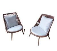 KIBONCY Set Arredamento Giardino 3 Pezzi in Vimini, Poltrona Conversione con Tavolo in Vetro Temperato, Set Bistro per Balcone Interno ed Esterno(A,Two chairs and coffee table)